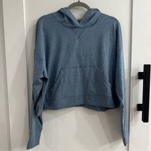 Fabletics Cloud Jersey Cropped Hoodie Elemental Blue Heather Size Large NEW